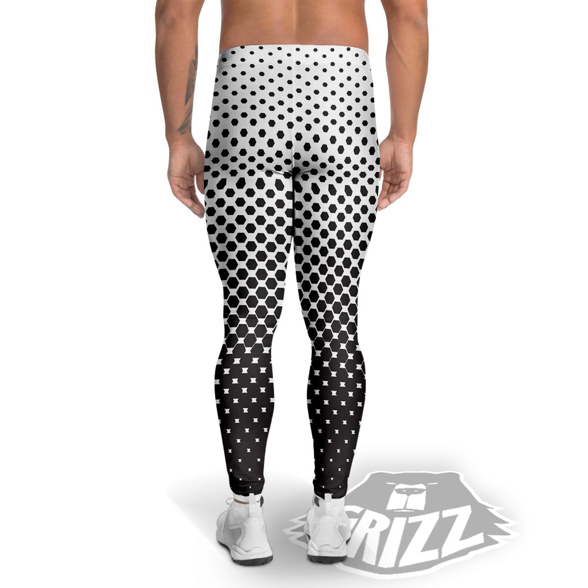Pentagon Halftone Print Men's Leggings-grizzshop