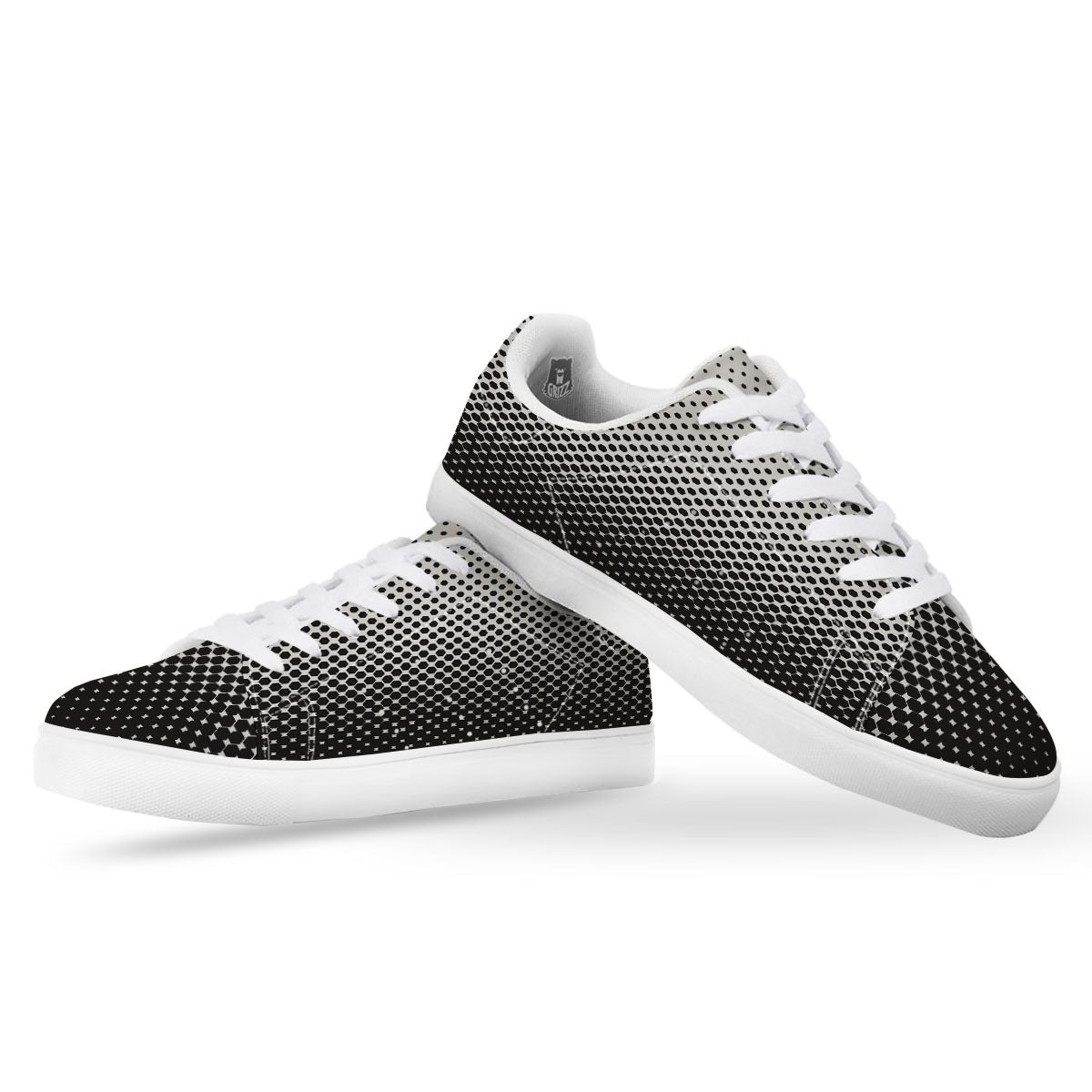 Pentagon Halftone Print White Low Top Sneakers-grizzshop