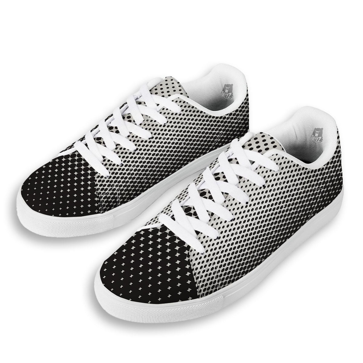 Pentagon Halftone Print White Low Top Sneakers-grizzshop
