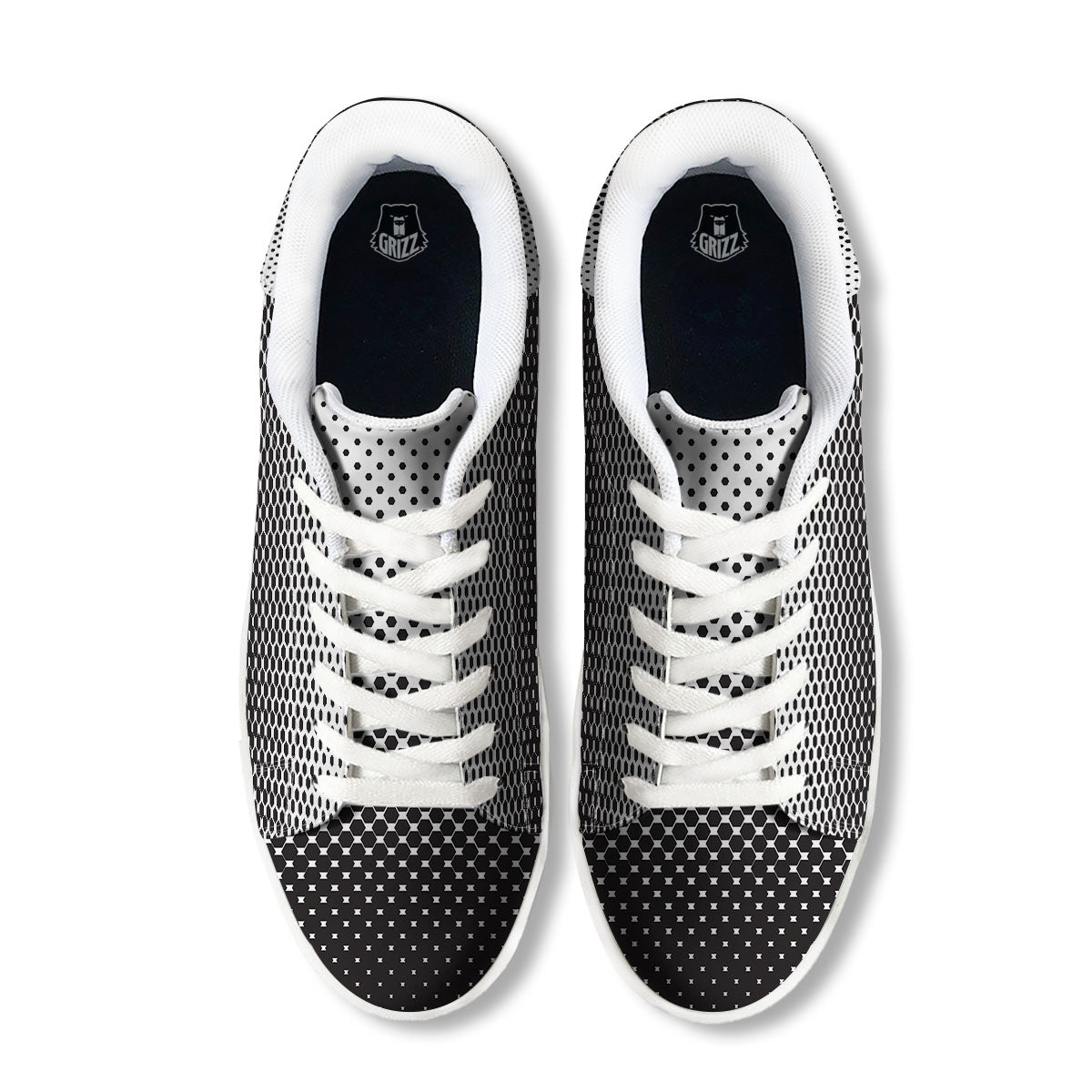 Pentagon Halftone Print White Low Top Sneakers-grizzshop
