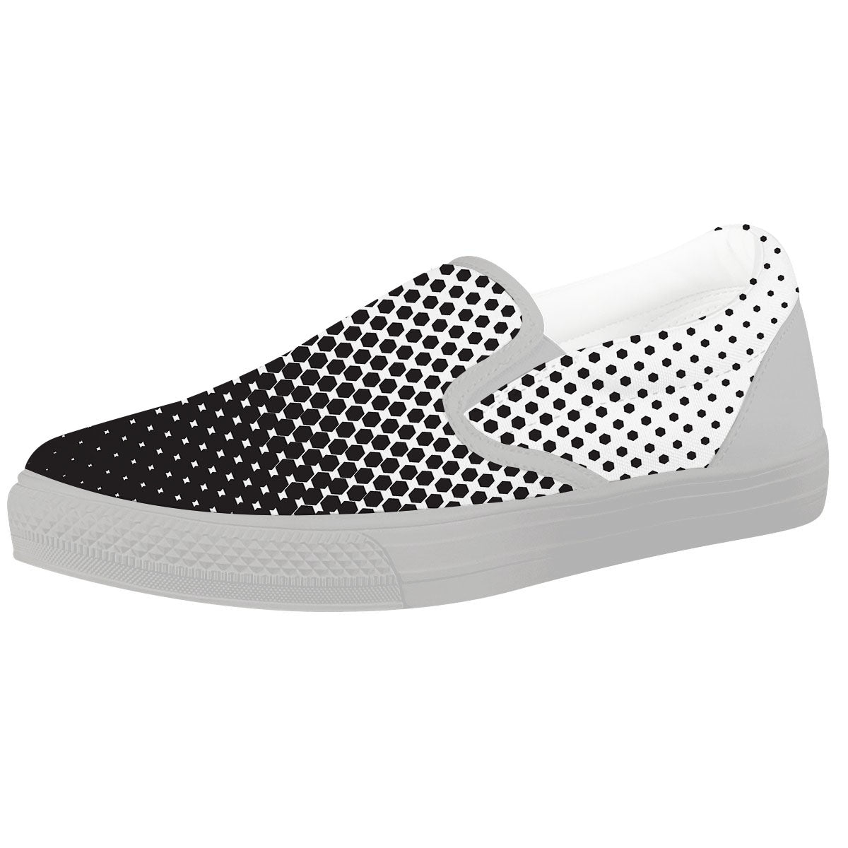 Pentagon Halftone Print White Slip On Shoes-grizzshop