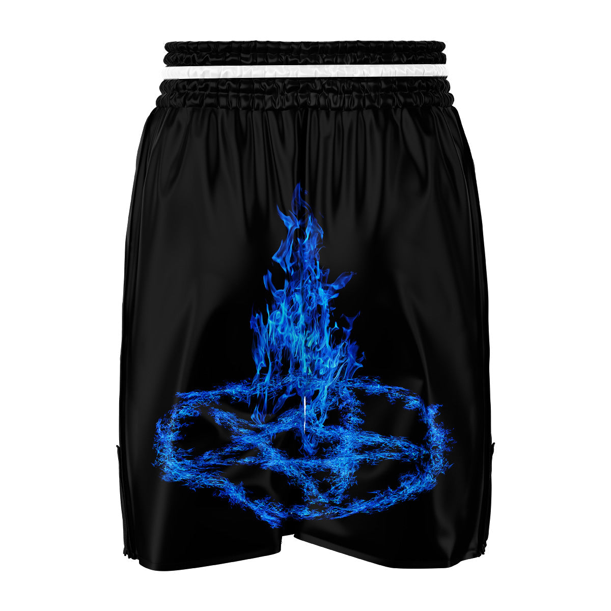 Pentagram Blue Flame Print Boxing Shorts-grizzshop