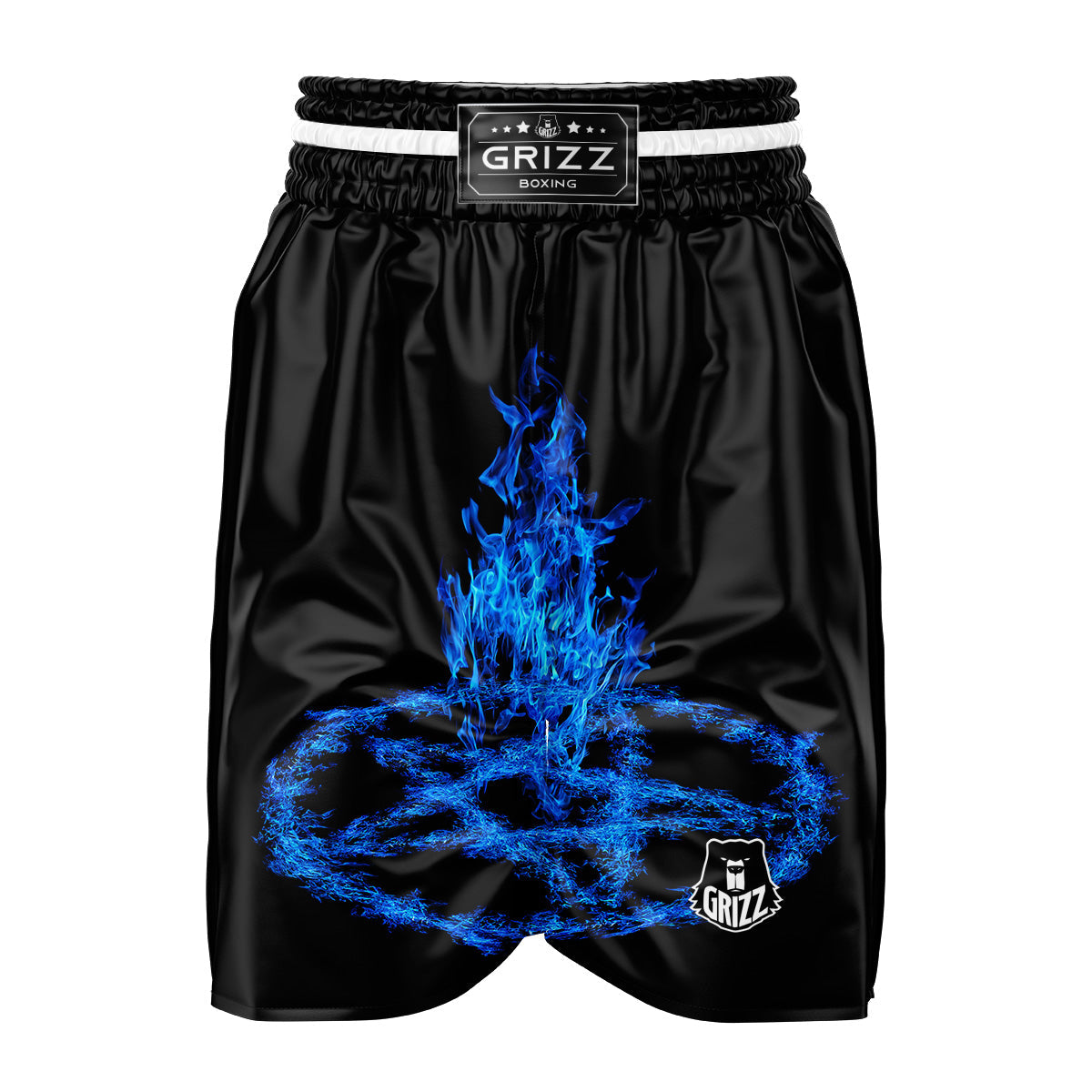 Pentagram Blue Flame Print Boxing Shorts-grizzshop