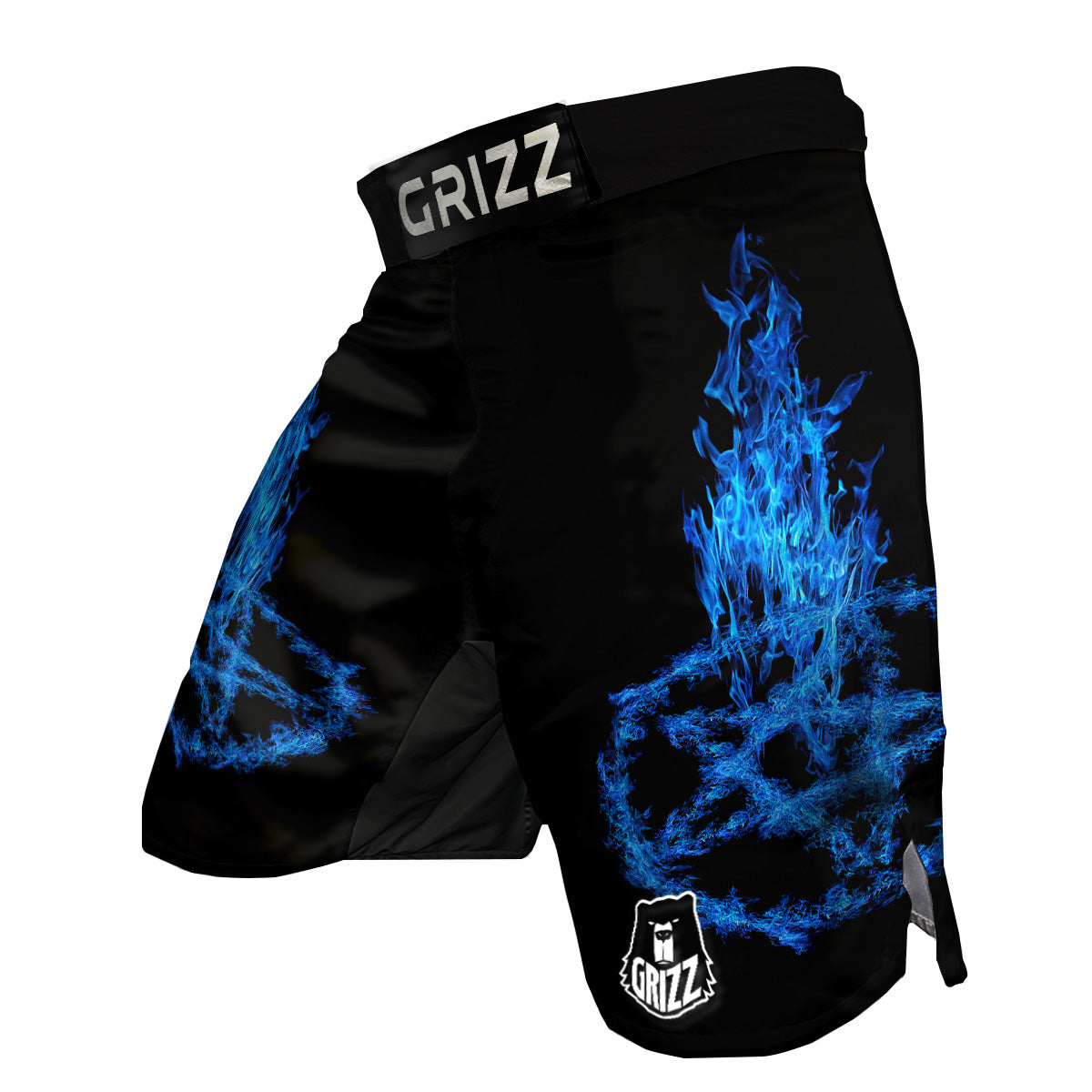 Pentagram Blue Flame Print MMA Shorts-grizzshop