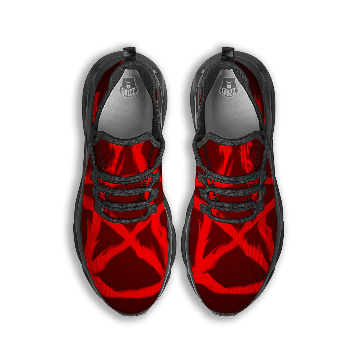 Pentagram Fiery Reversed Print Black Running Shoes-grizzshop