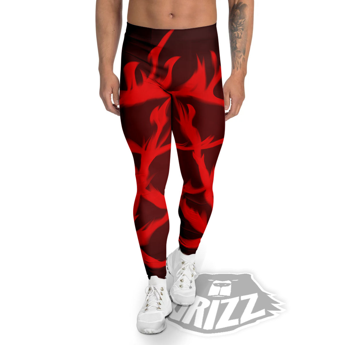 Pentagram Fiery Reversed Print Men's Leggings-grizzshop
