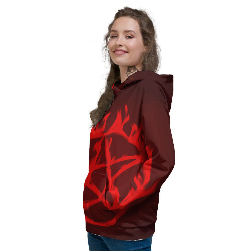 Pentagram Fiery Reversed Print Women's Hoodie-grizzshop