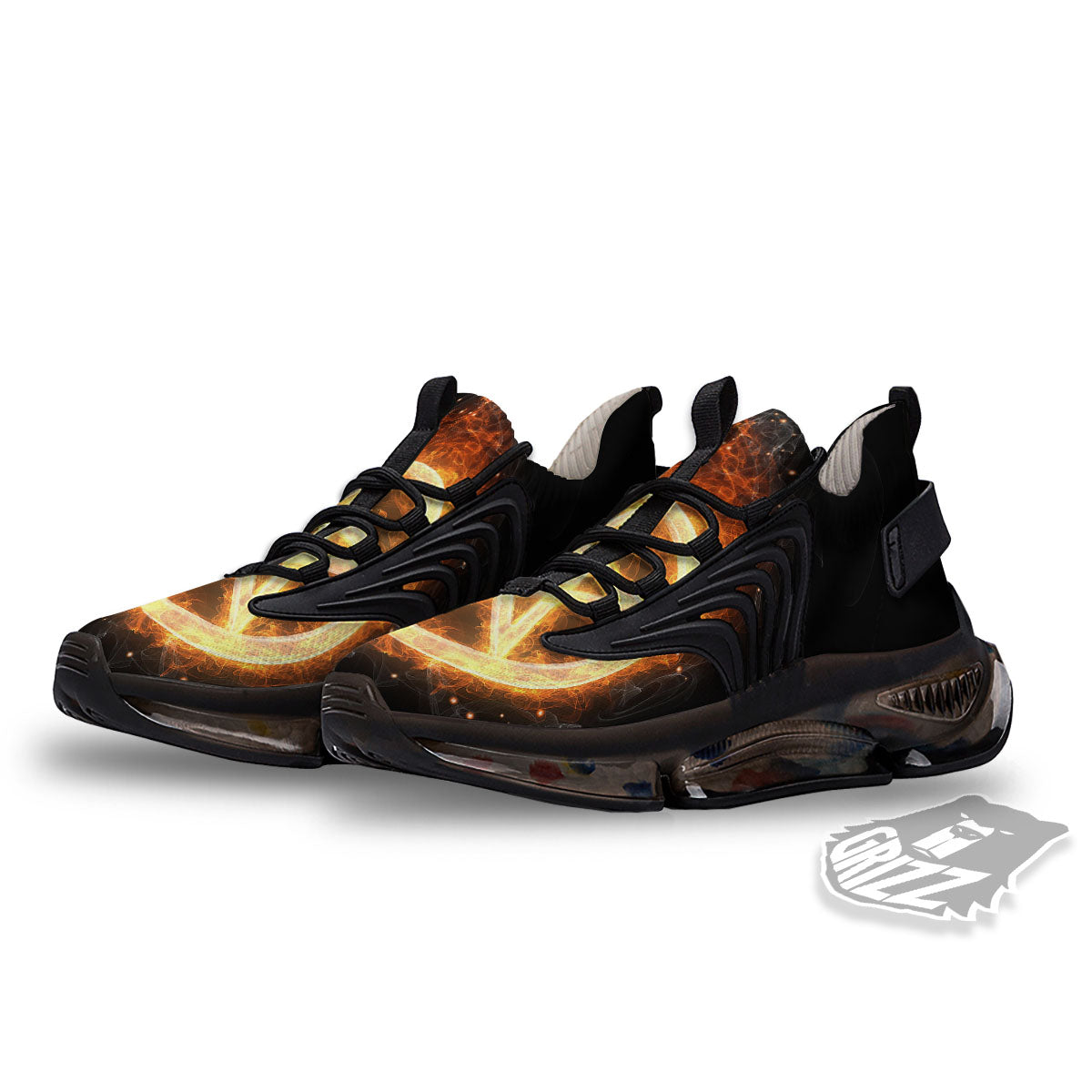 Pentagram Flame Print Black Gym Shoes-grizzshop