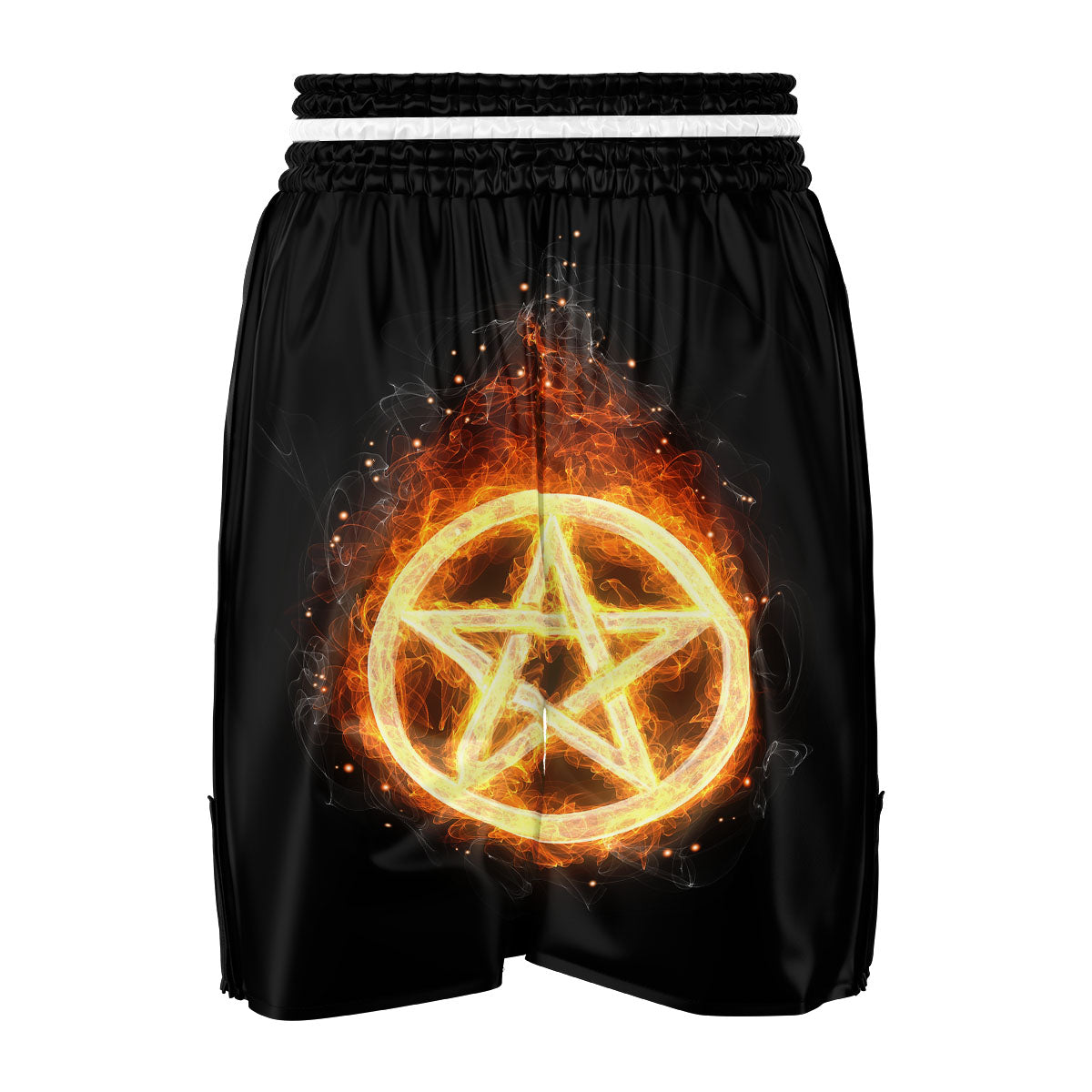 Pentagram Flame Print Boxing Shorts-grizzshop