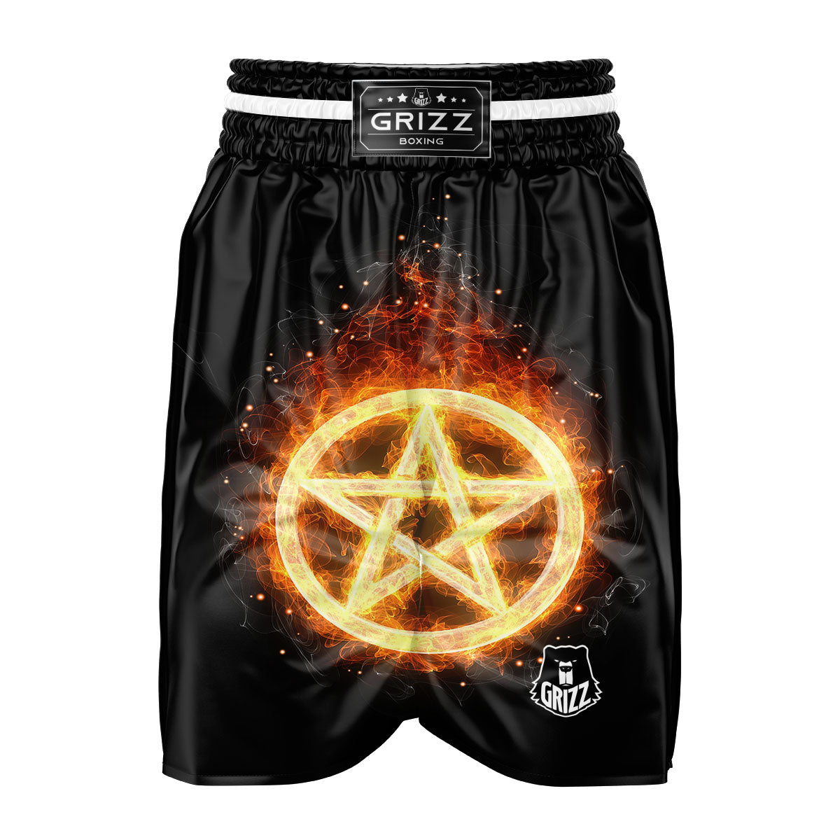 Pentagram Flame Print Boxing Shorts-grizzshop