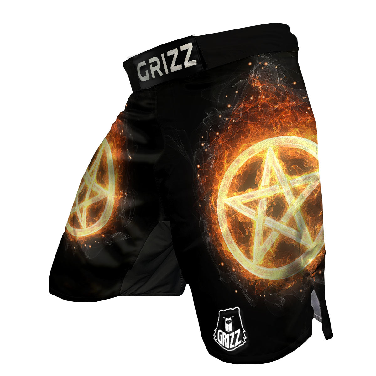 Pentagram Flame Print MMA Shorts-grizzshop