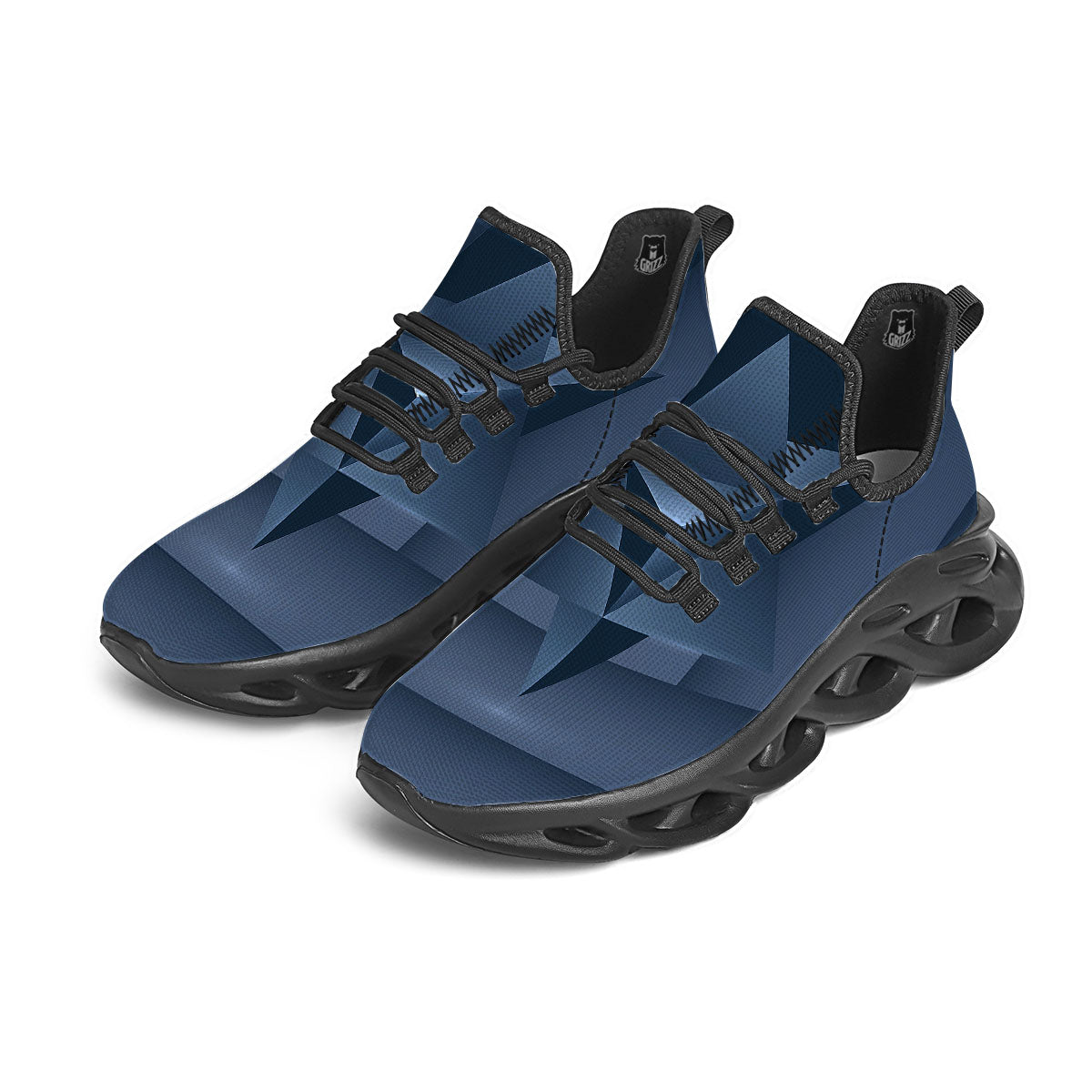 Pentagram Geometric Inverted Print Black Running Shoes-grizzshop