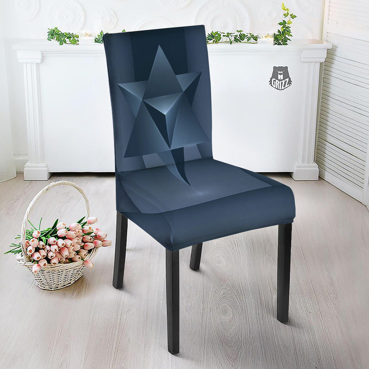 Pentagram Geometric Inverted Print Dining Chair Slipcover-grizzshop