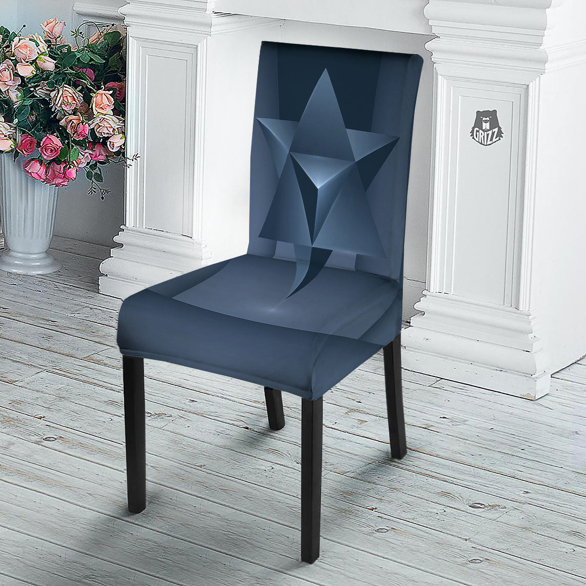 Pentagram Geometric Inverted Print Dining Chair Slipcover-grizzshop