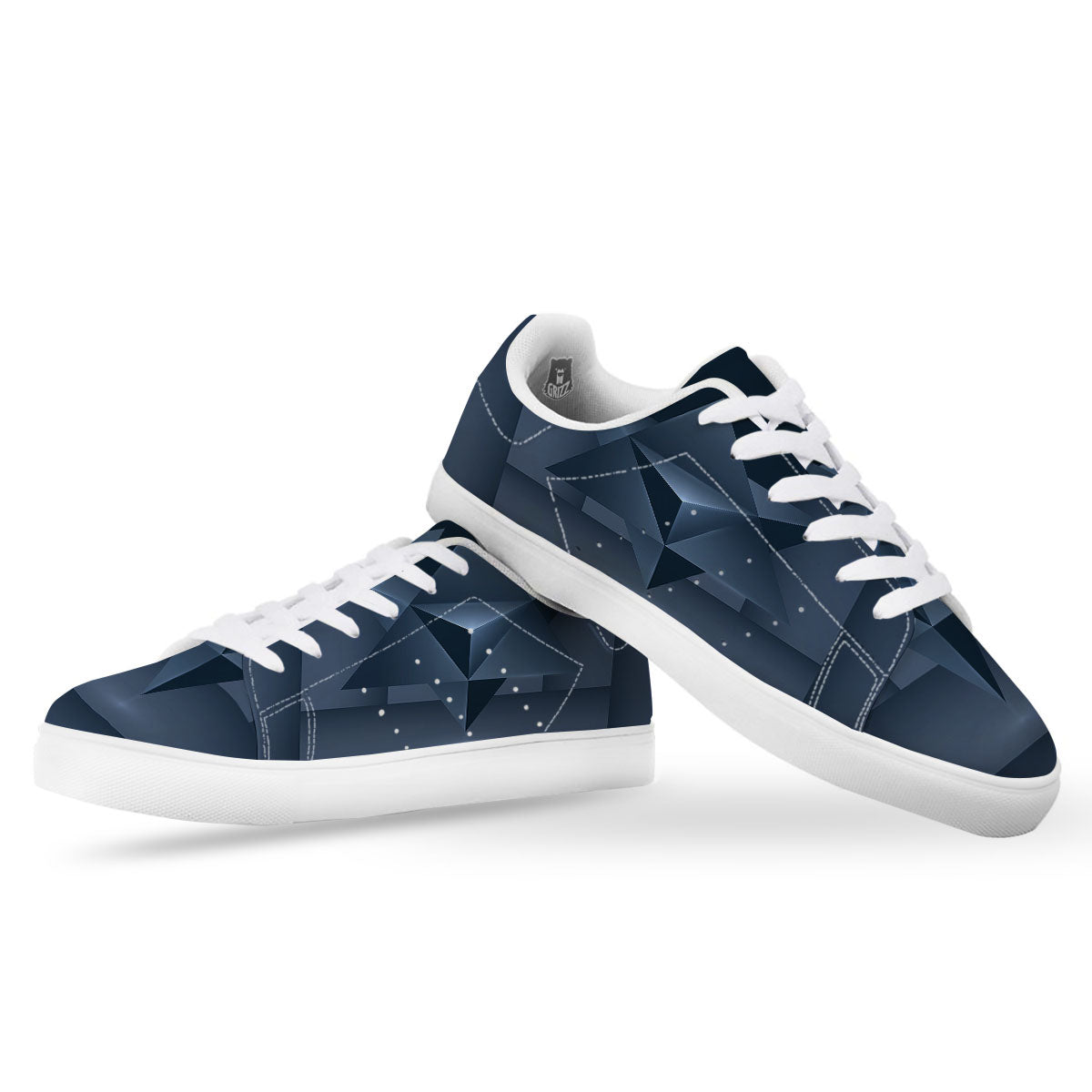 Pentagram Geometric Inverted Print White Low Top Sneakers-grizzshop