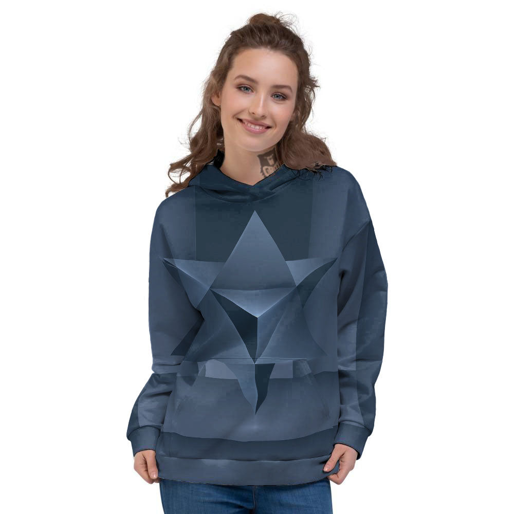 Pentagram Geometric Inverted Print Women's Hoodie-grizzshop