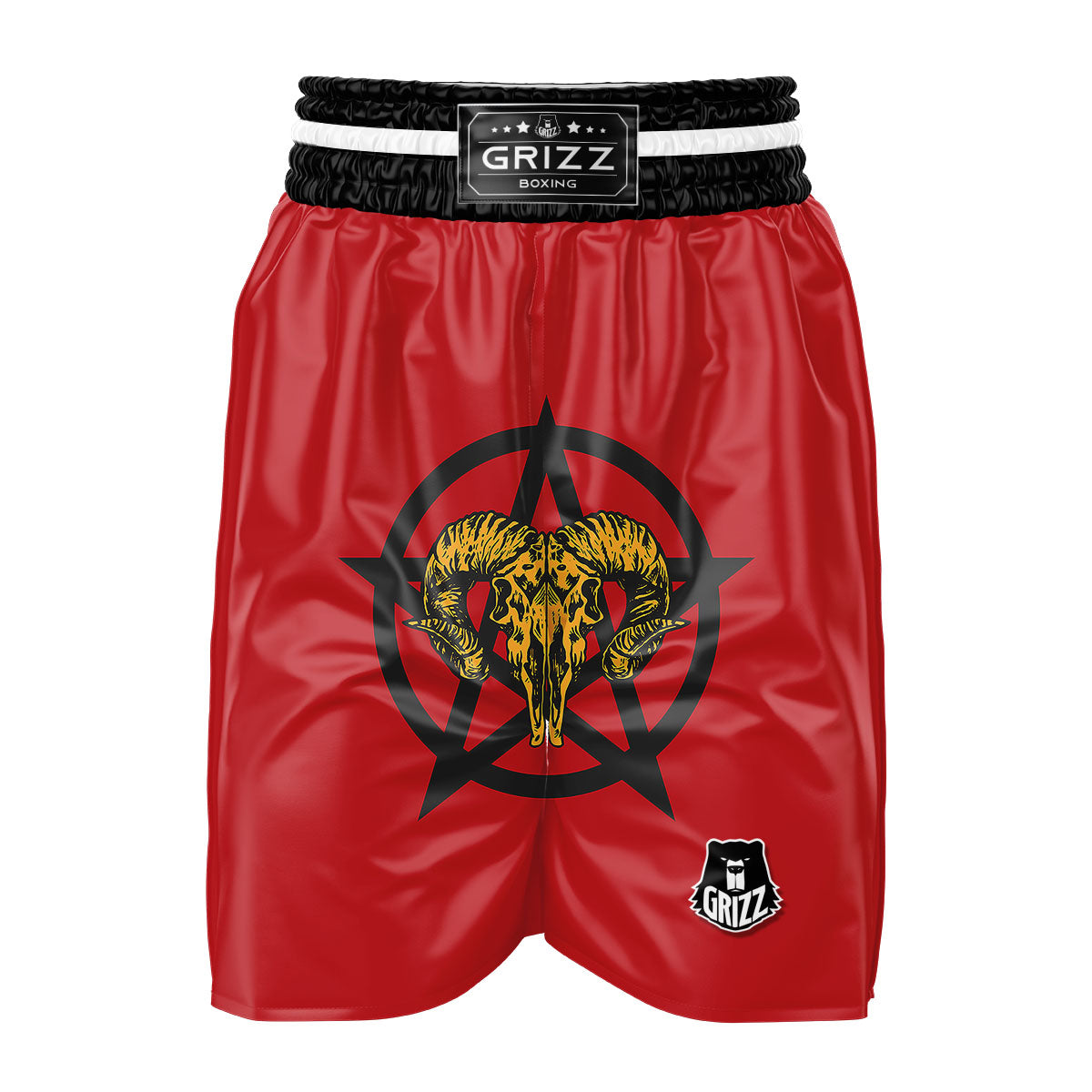 Pentagram Goat Skull Print Boxing Shorts-grizzshop