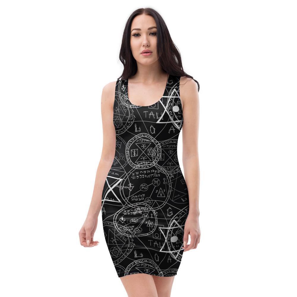 Pentagram Gothic Witch Bodycon Dress-grizzshop