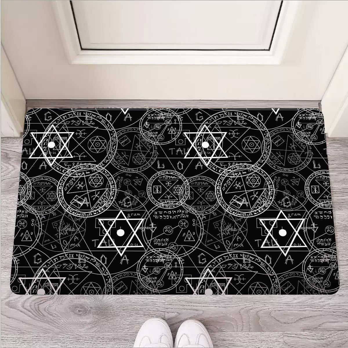 Pentagram Gothic Witch Door Mat-grizzshop