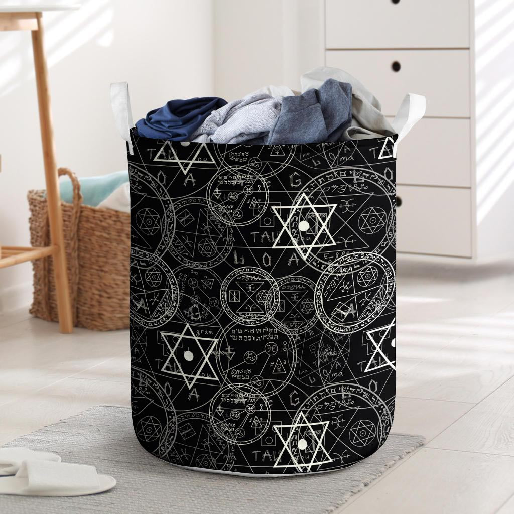 Pentagram Gothic Witch Laundry Basket-grizzshop