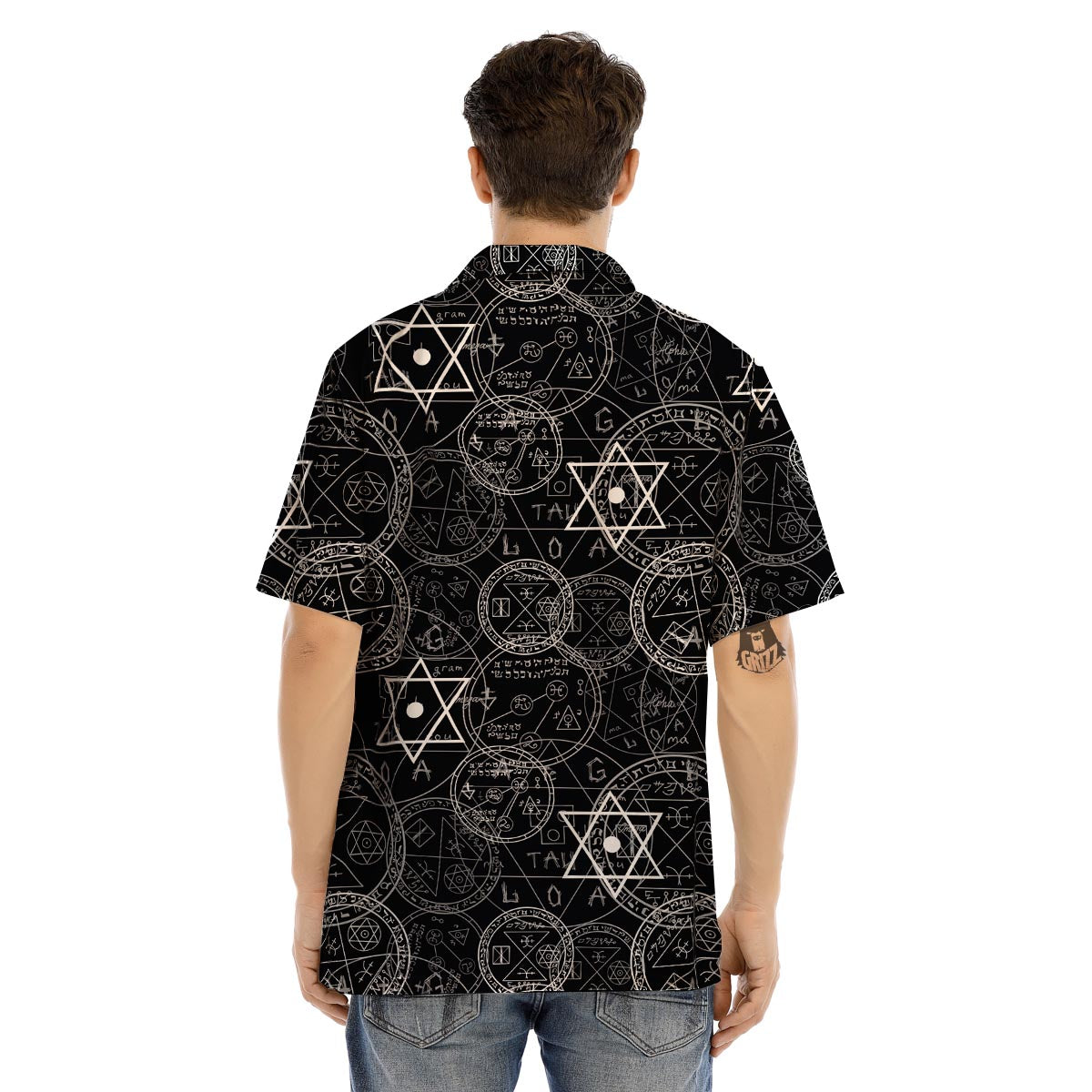 Pentagram Gothic Witch Men’s Hawaiian Shirt-grizzshop