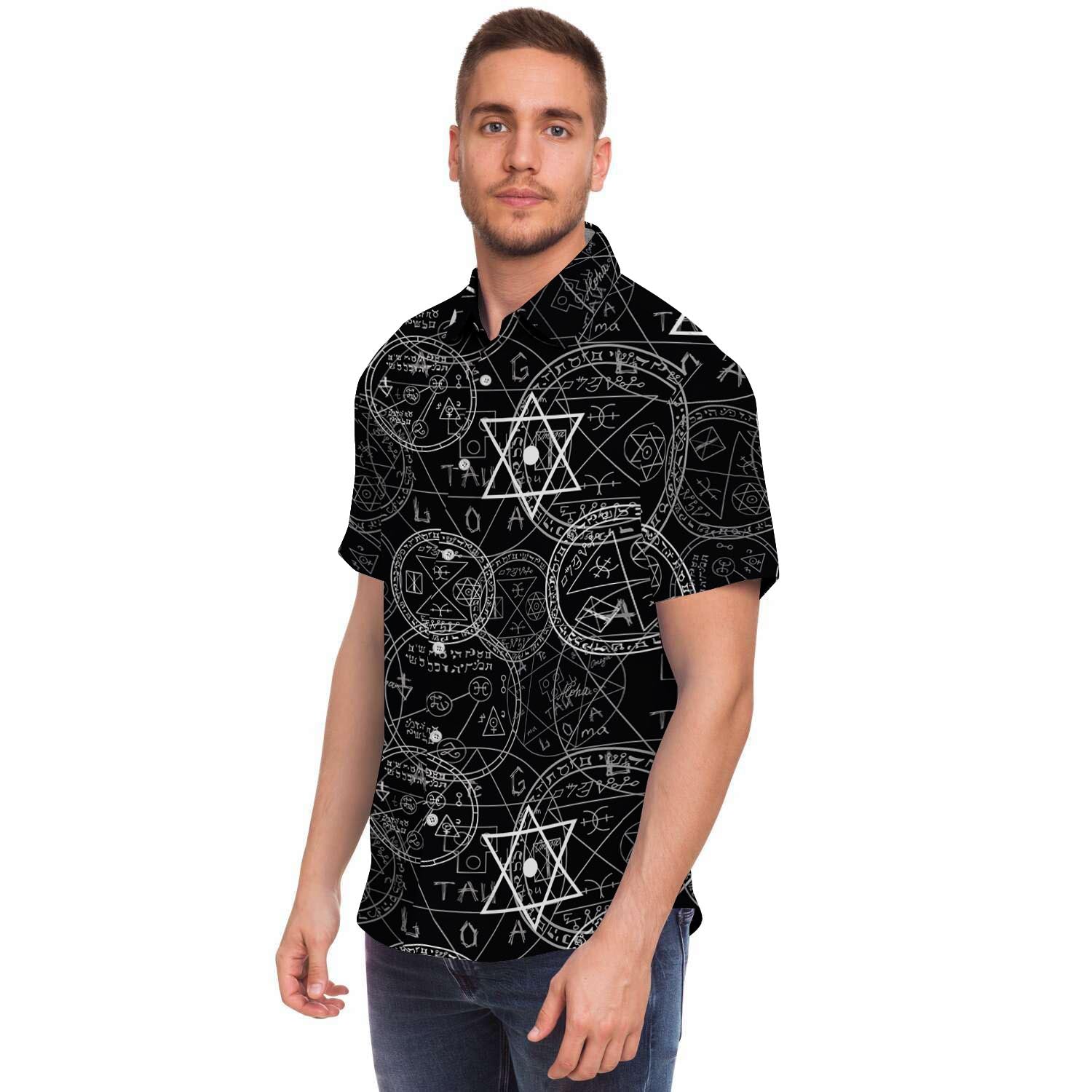 Pentagram Gothic Witch Men's Short Sleeve Shirt-grizzshop