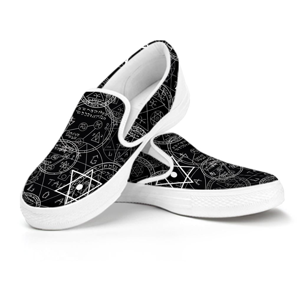 Pentagram Gothic Witch Men's Slip On Sneakers-grizzshop