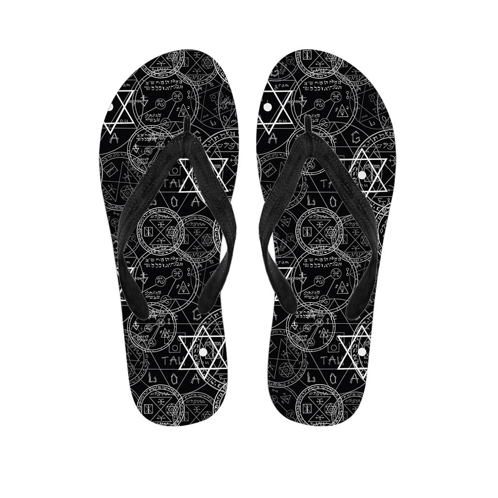 Pentagram Gothic Witch Women's Flip Flops-grizzshop