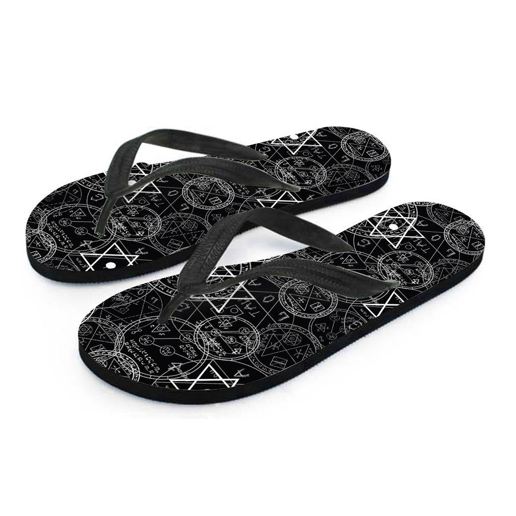 Pentagram Gothic Witch Women's Flip Flops-grizzshop