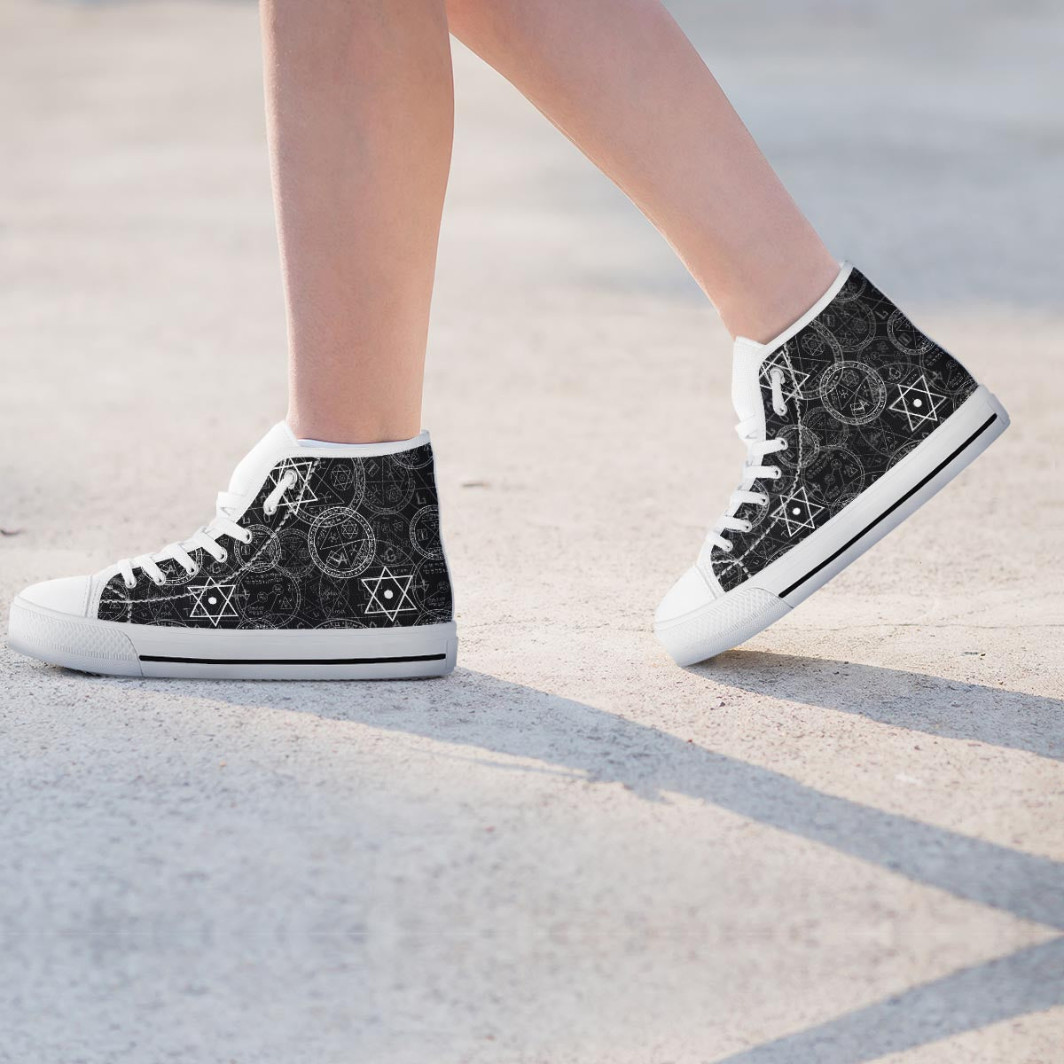 Pentagram Gothic Witch Women's High Top Shoes-grizzshop