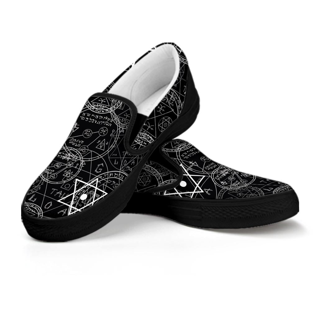 Pentagram Gothic Witch Women's Slip On Sneakers-grizzshop
