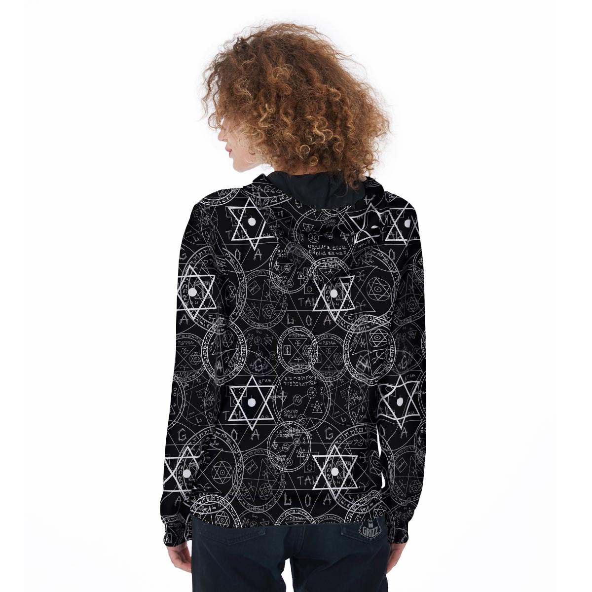 Pentagram Gothic Witch Women's Zip Up Hoodie-grizzshop