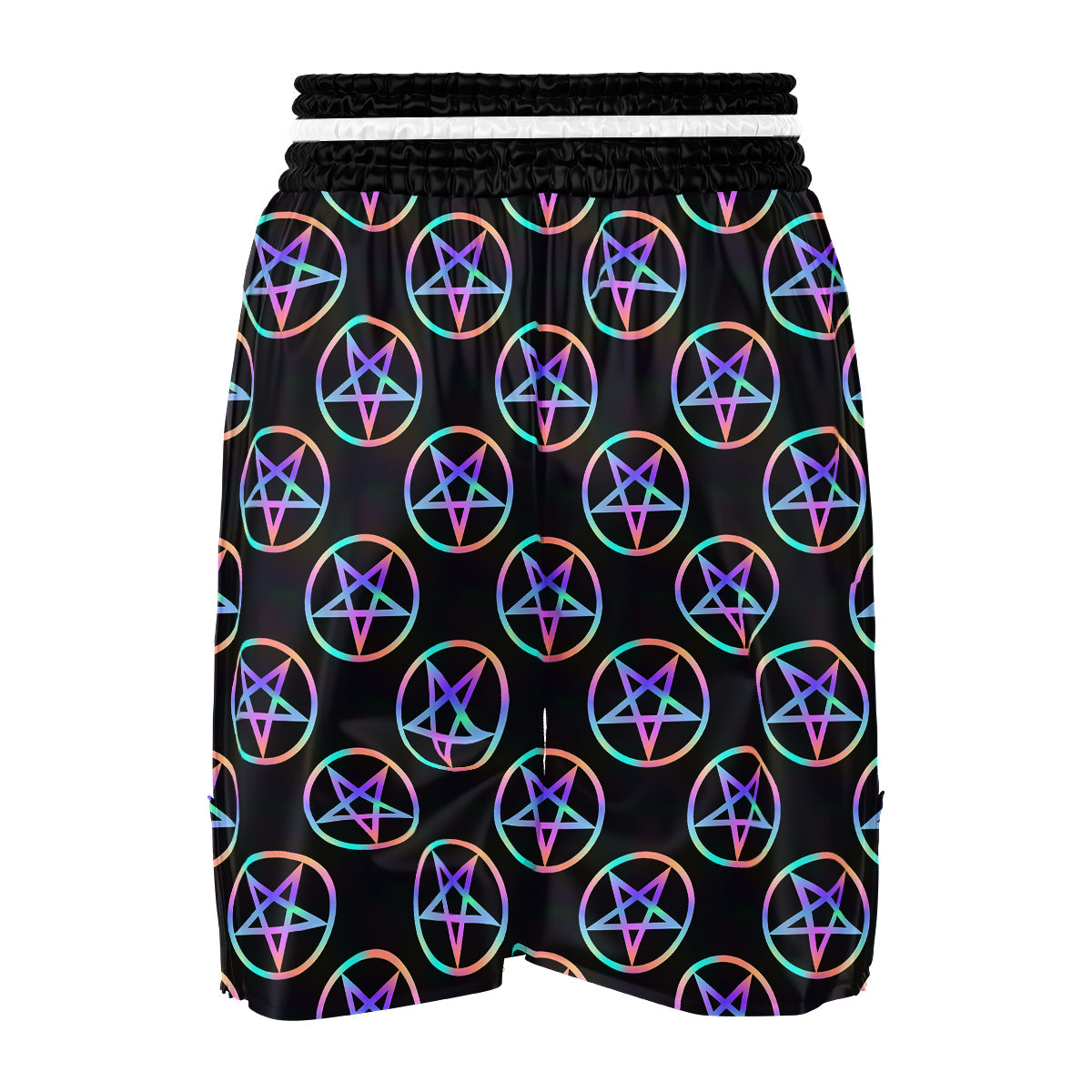Pentagram Holographic Print Pattern Boxing Shorts-grizzshop