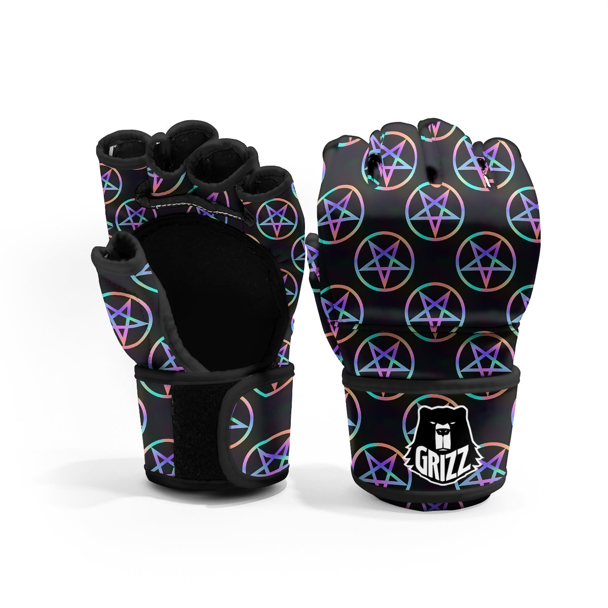 Pentagram Holographic Print Pattern MMA Gloves-grizzshop