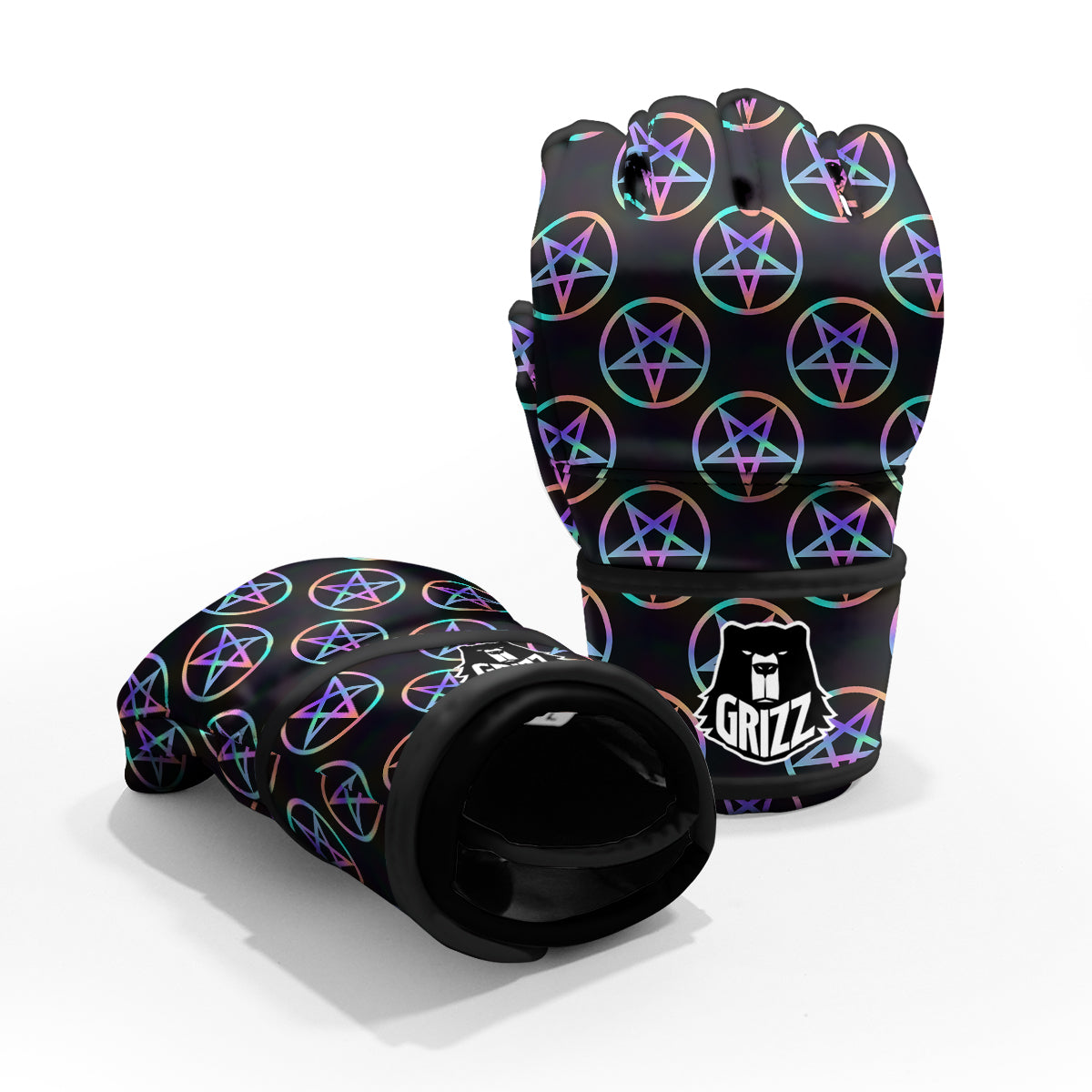 Pentagram Holographic Print Pattern MMA Gloves-grizzshop