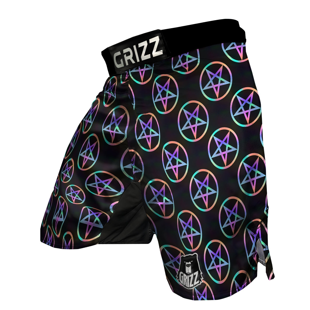 Pentagram Holographic Print Pattern MMA Shorts-grizzshop