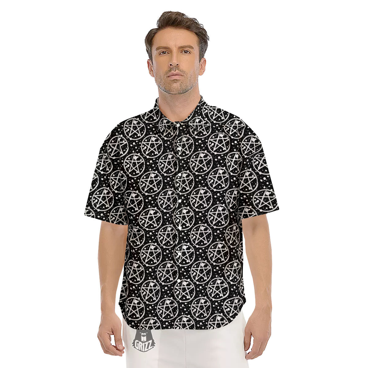 Pentagram Pentagram Magic Pattern Men's Short Sleeve Shirts-grizzshop