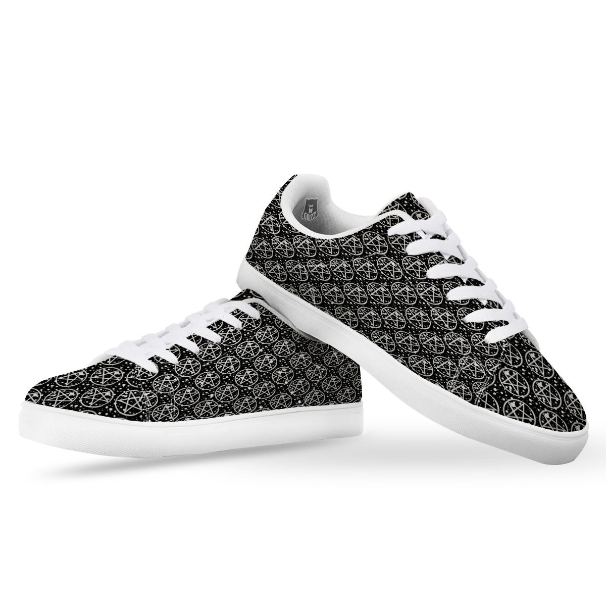 Pentagram Pentagram Magic Pattern White Low Top Sneakers-grizzshop