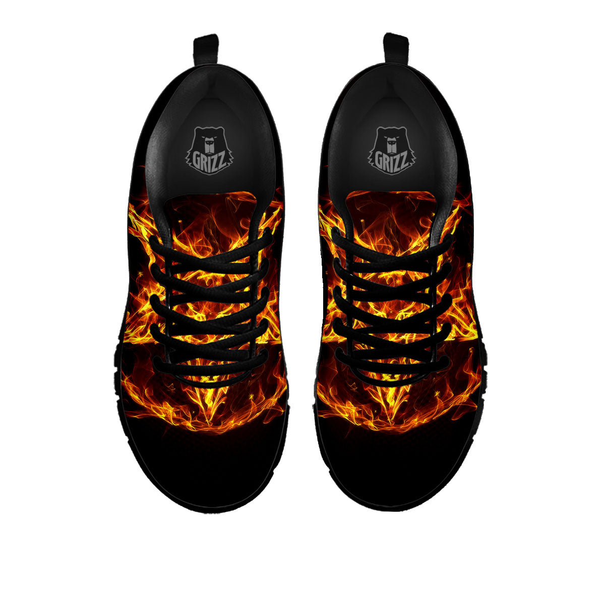 Pentagram Satanic Flame Print Black Sneaker-grizzshop