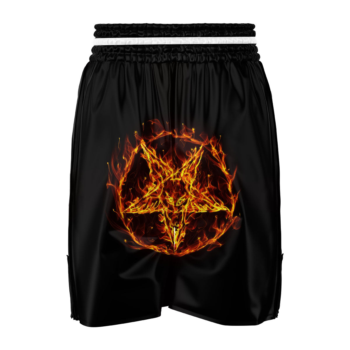 Pentagram Satanic Flame Print Boxing Shorts-grizzshop