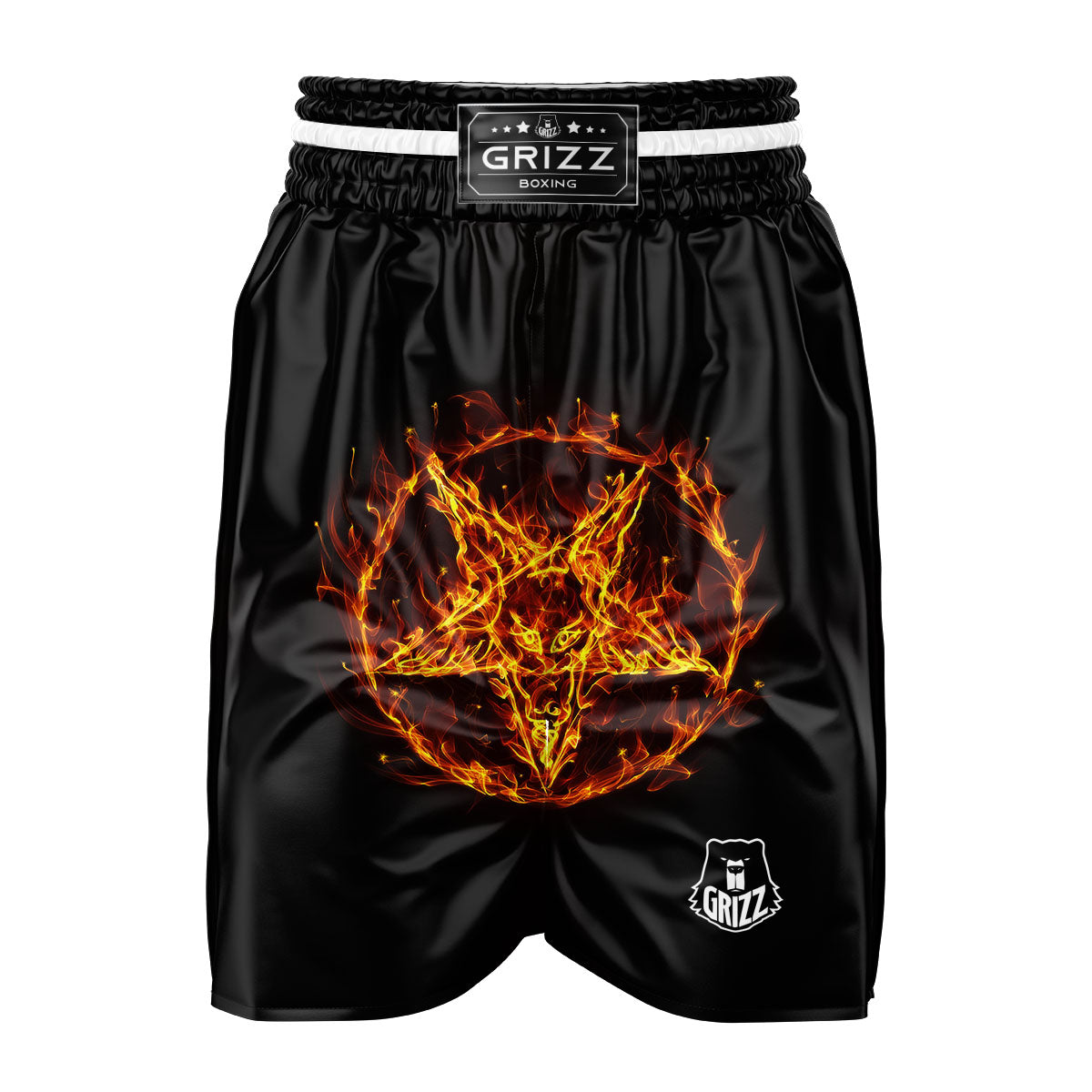 Pentagram Satanic Flame Print Boxing Shorts-grizzshop