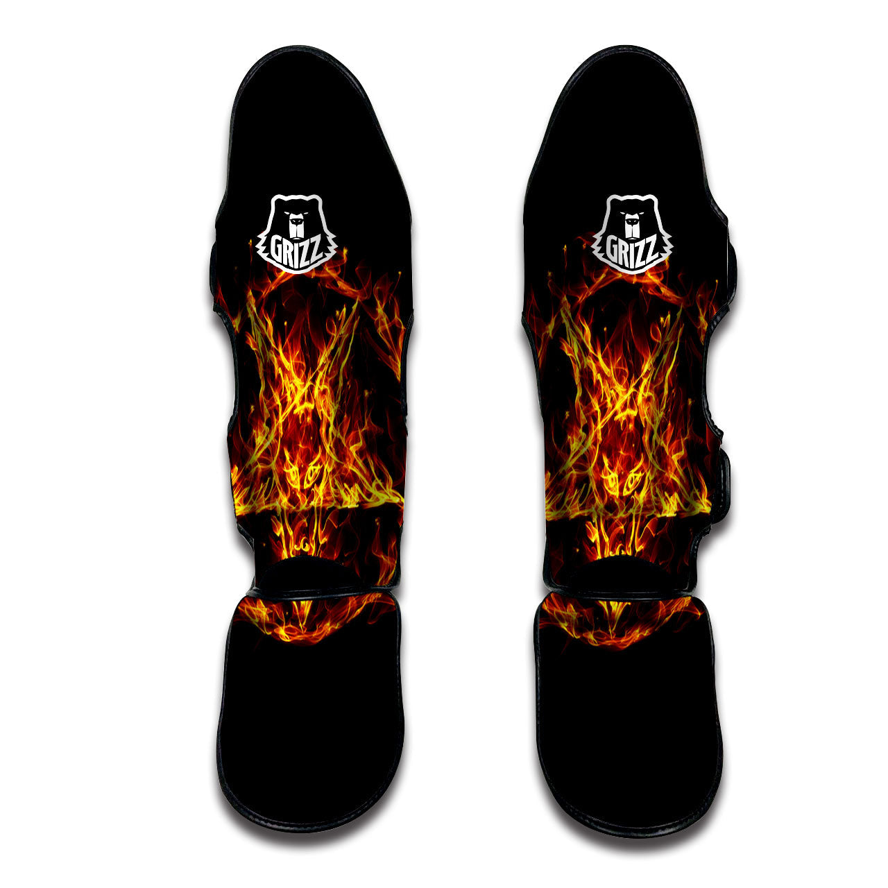 Pentagram Satanic Flame Print Muay Thai Shin Guards-grizzshop