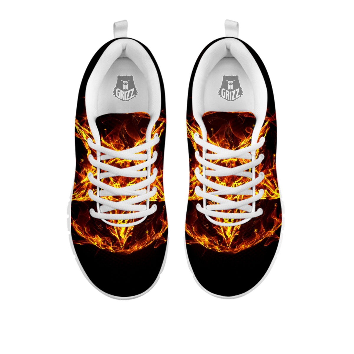 Pentagram Satanic Flame Print White Sneaker-grizzshop