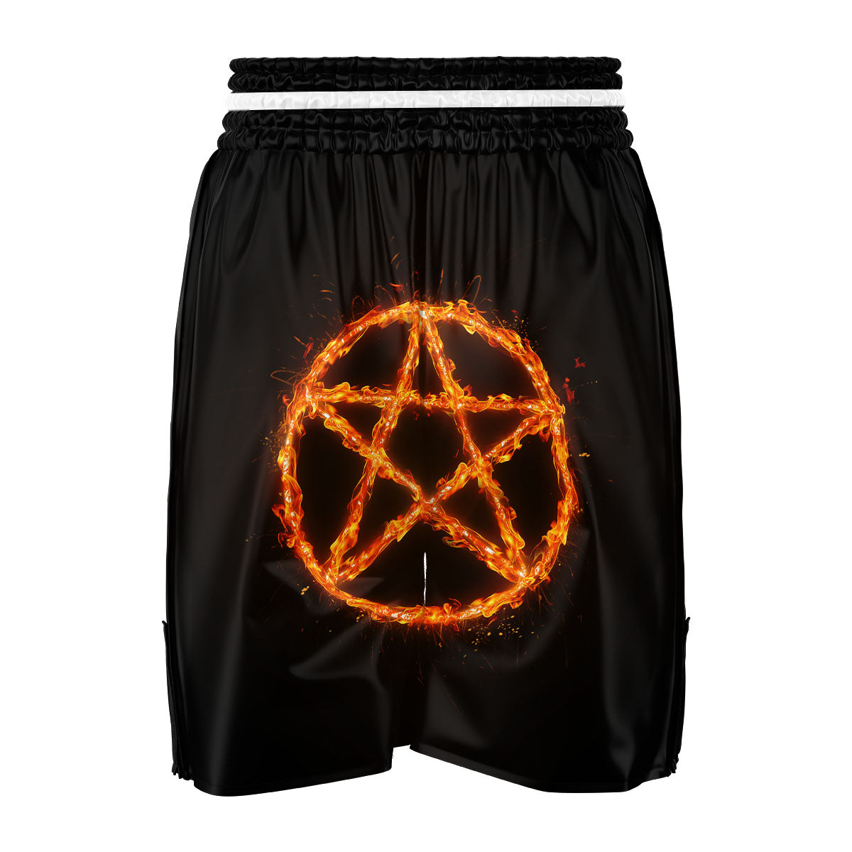Pentagram Symbol Flaming Print Boxing Shorts-grizzshop