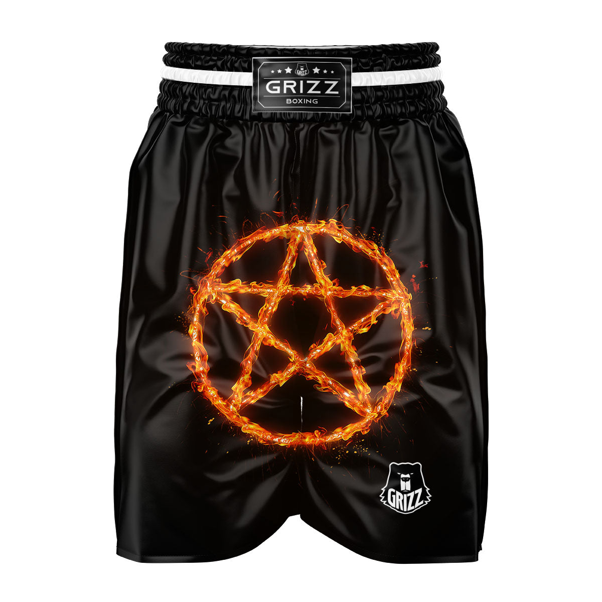 Pentagram Symbol Flaming Print Boxing Shorts-grizzshop