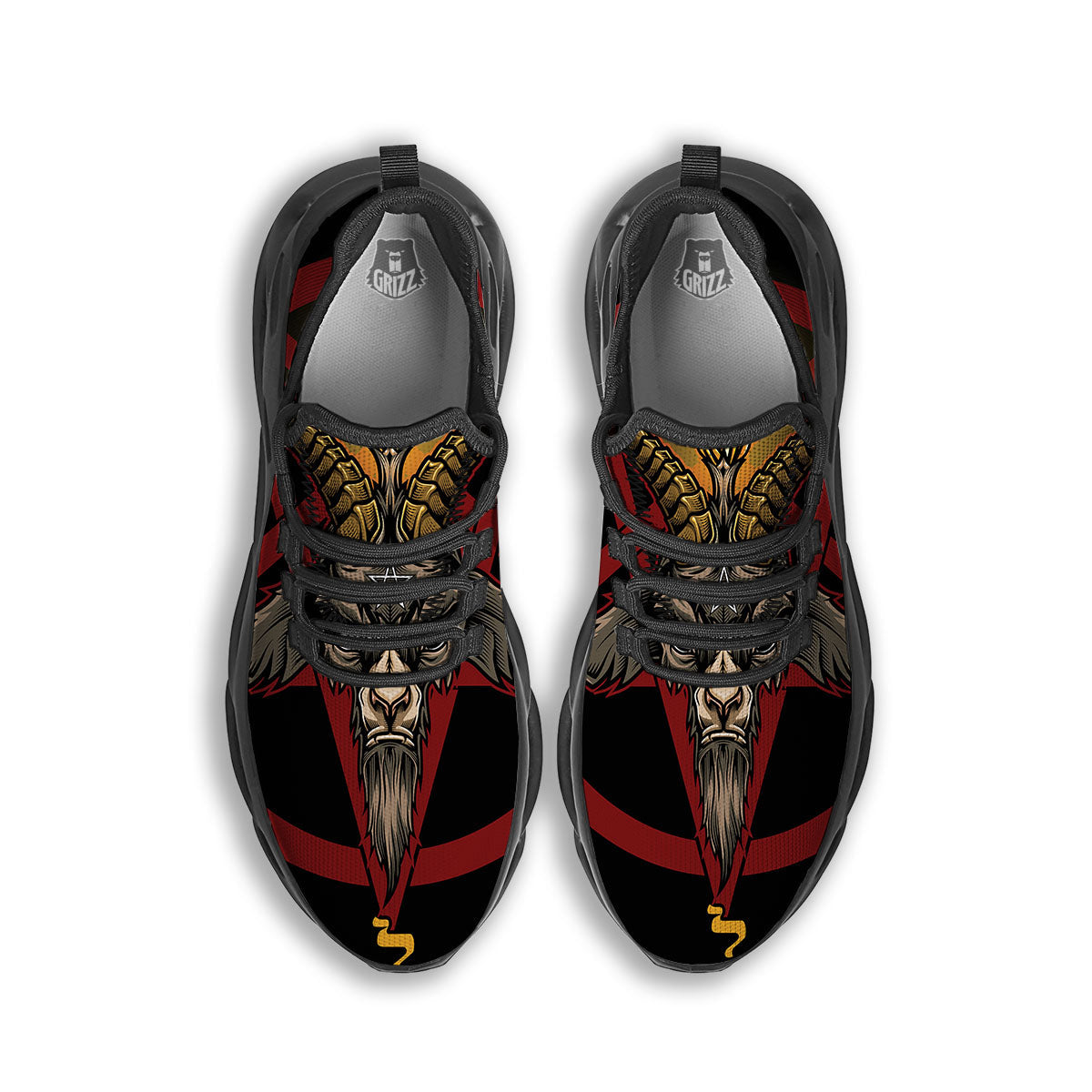 Pentagram Symbol Magic Print Black Running Shoes-grizzshop