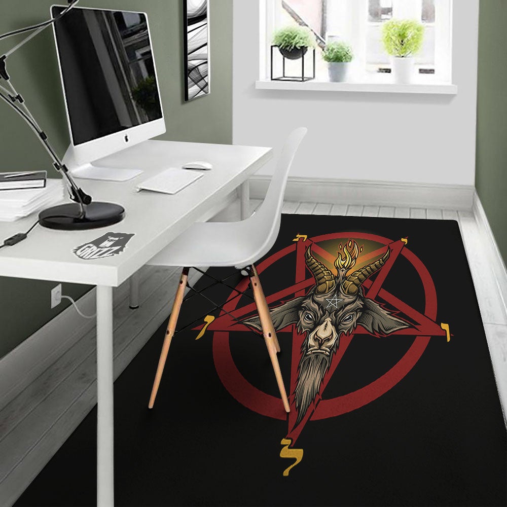 Pentagram Symbol Magic Print Floor Mat-grizzshop