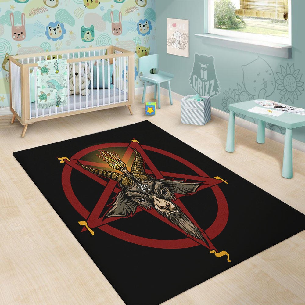 Pentagram Symbol Magic Print Floor Mat-grizzshop
