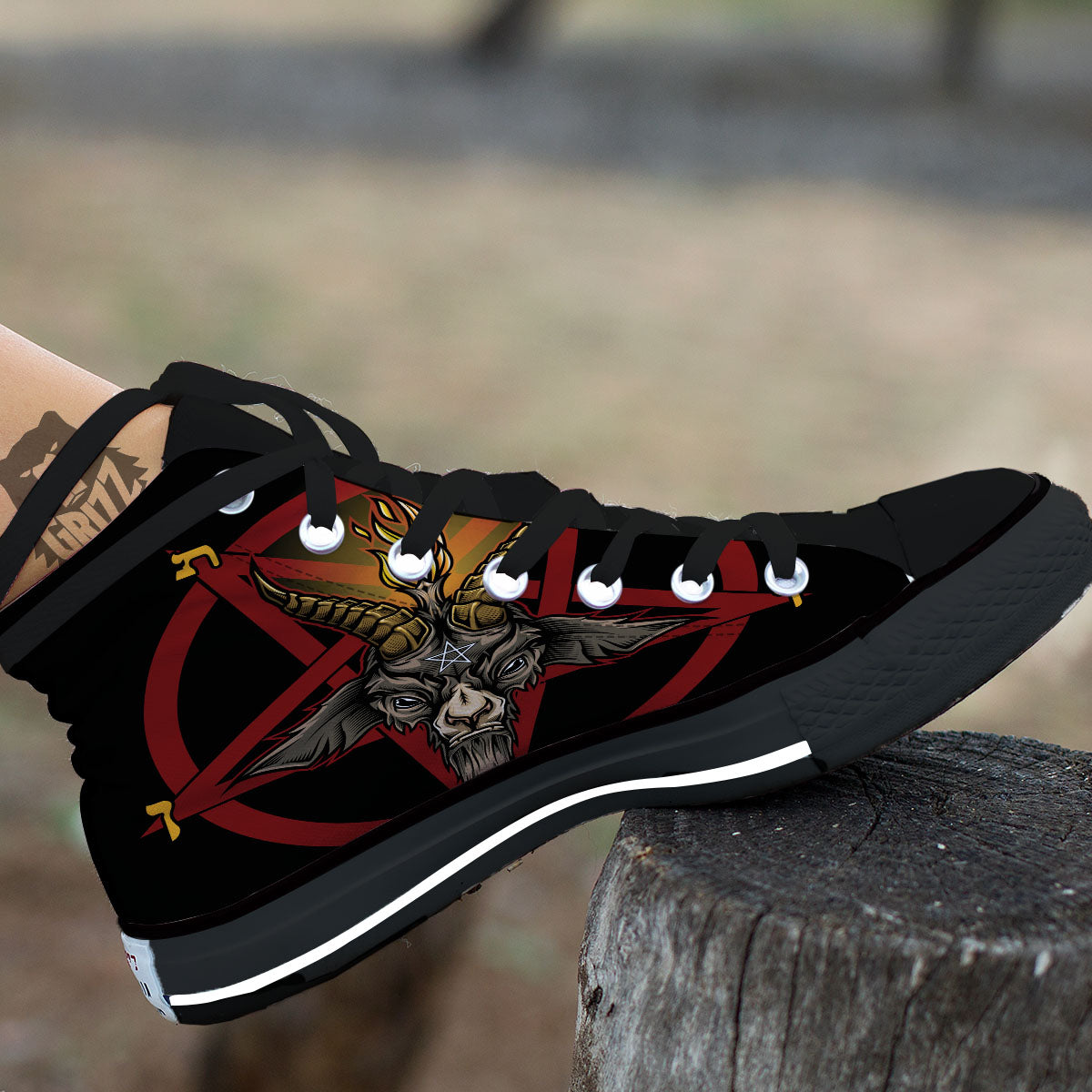 Pentagram Symbol Magic Print High Top Shoes-grizzshop