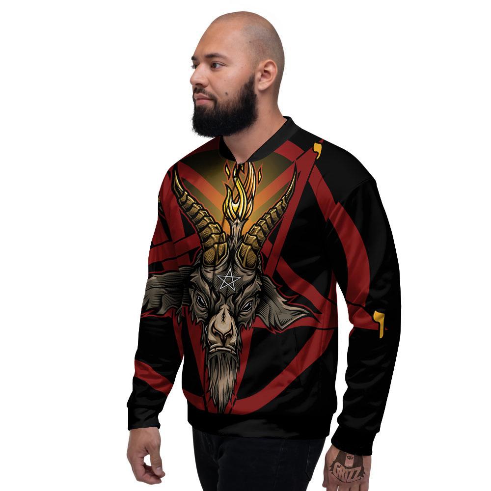 Pentagram Symbol Magic Print Men's Bomber Jacket-grizzshop
